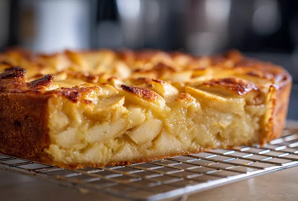 Королевская шарлотка с двумя видами теста и большим количеством яблок