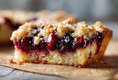 Деревенский кухон с клубникой, яблоками и ревенем: большой лист на всю семью