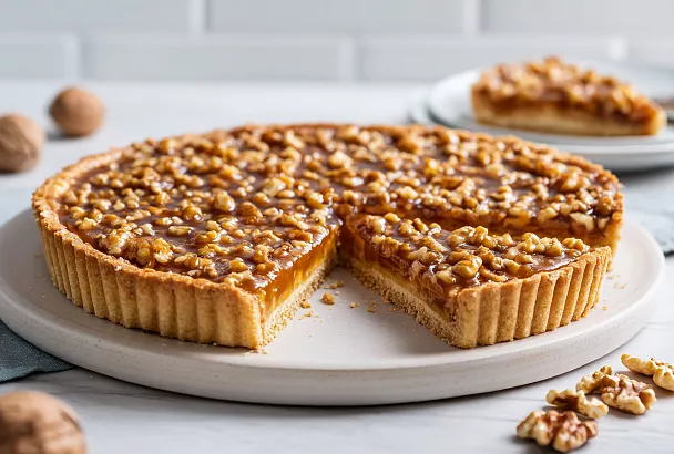 Самый быстрый орехово-карамельный пирог: залила сгущёнкой орехи, и получился карамельный вкус без варки