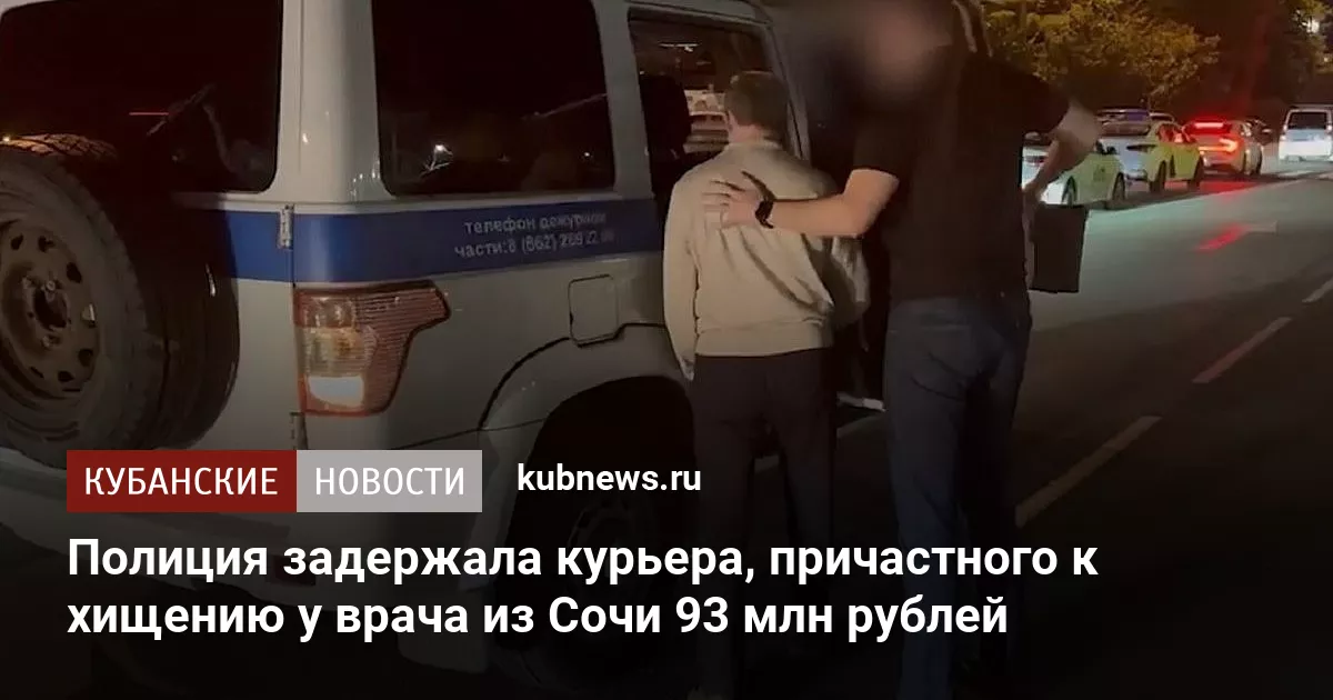 Полиция задержала курьера, причастного к хищению у врача из Сочи 93 млн рублей