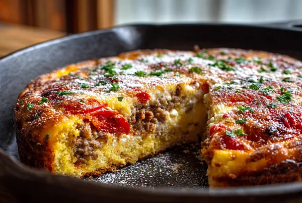 Пирог с фаршем: сытный завтрак с белком за 20 минут