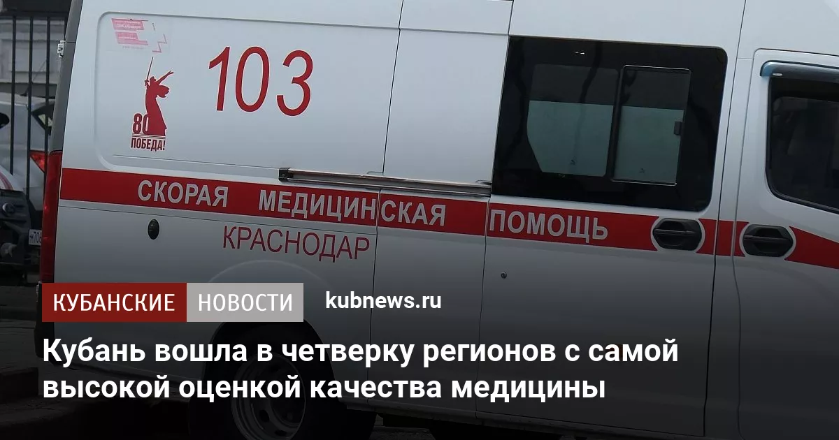 Кубань вошла в четверку регионов с самой высокой оценкой качества медицины