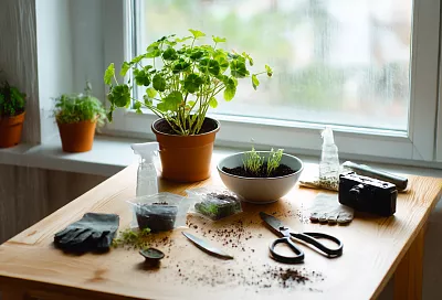 Обрезаю герань осенью до трёх почек, укореняю черенки в пакете — и к весне получаю пышные кусты в цвету