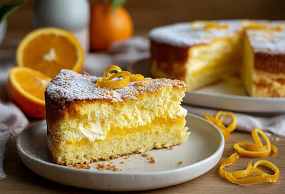 Двухслойный апельсиновый пирог: залила сок прямо в тесто, и верхний слой получился как суфле