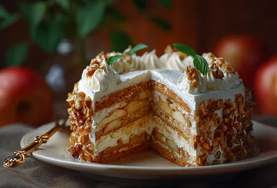 Баварский яблочный торт: нежный десерт для всей семьи