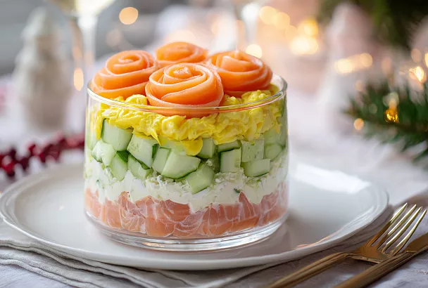 Фирменный салат с форелью на Новый год: всего из 4 ингредиентов, и на праздничном столе его сметают первым