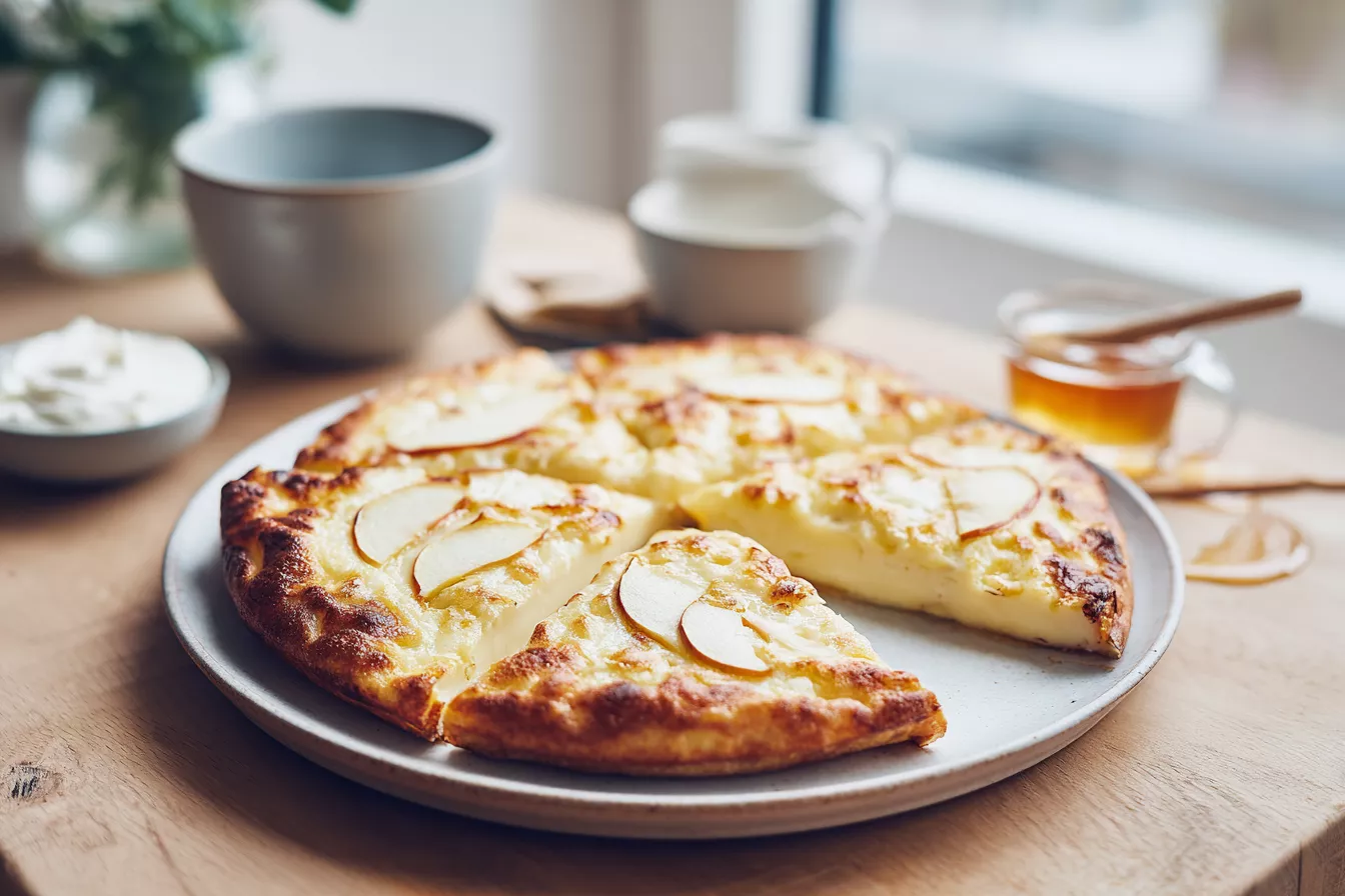 Творожная лепёшка с яблоком на сковороде: нежная, пышная и без духовки