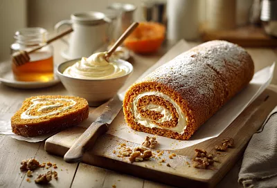 Как испечь тыквенный рулет с медовым кремом: мягкий корж, ровная спираль