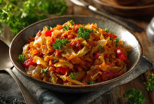 Тушёная капуста с чечевицей: полезно, вкусно и готовится за 30 минут