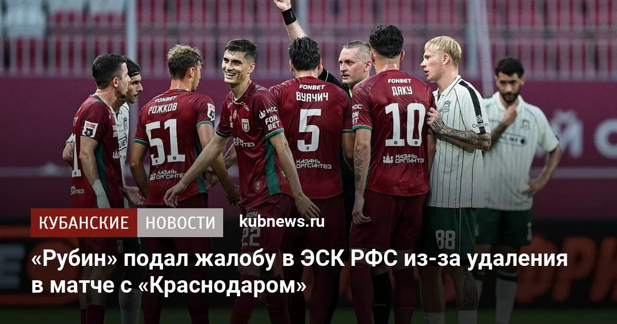 «Рубин» подал жалобу в ЭСК РФС из-за удаления в матче с «Краснодаром»