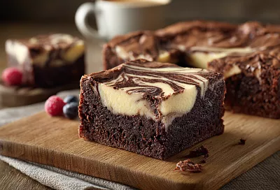 Шоколадный брауни с нежной чизкейк-прослойкой – влажный, насыщенный и готовится за 10 минут