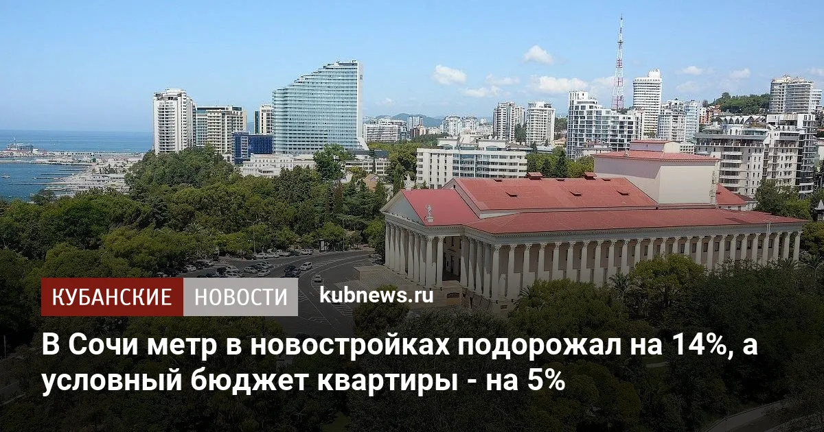 В Сочи метр в новостройках подорожал на 14%, а условный бюджет квартиры - на 5%