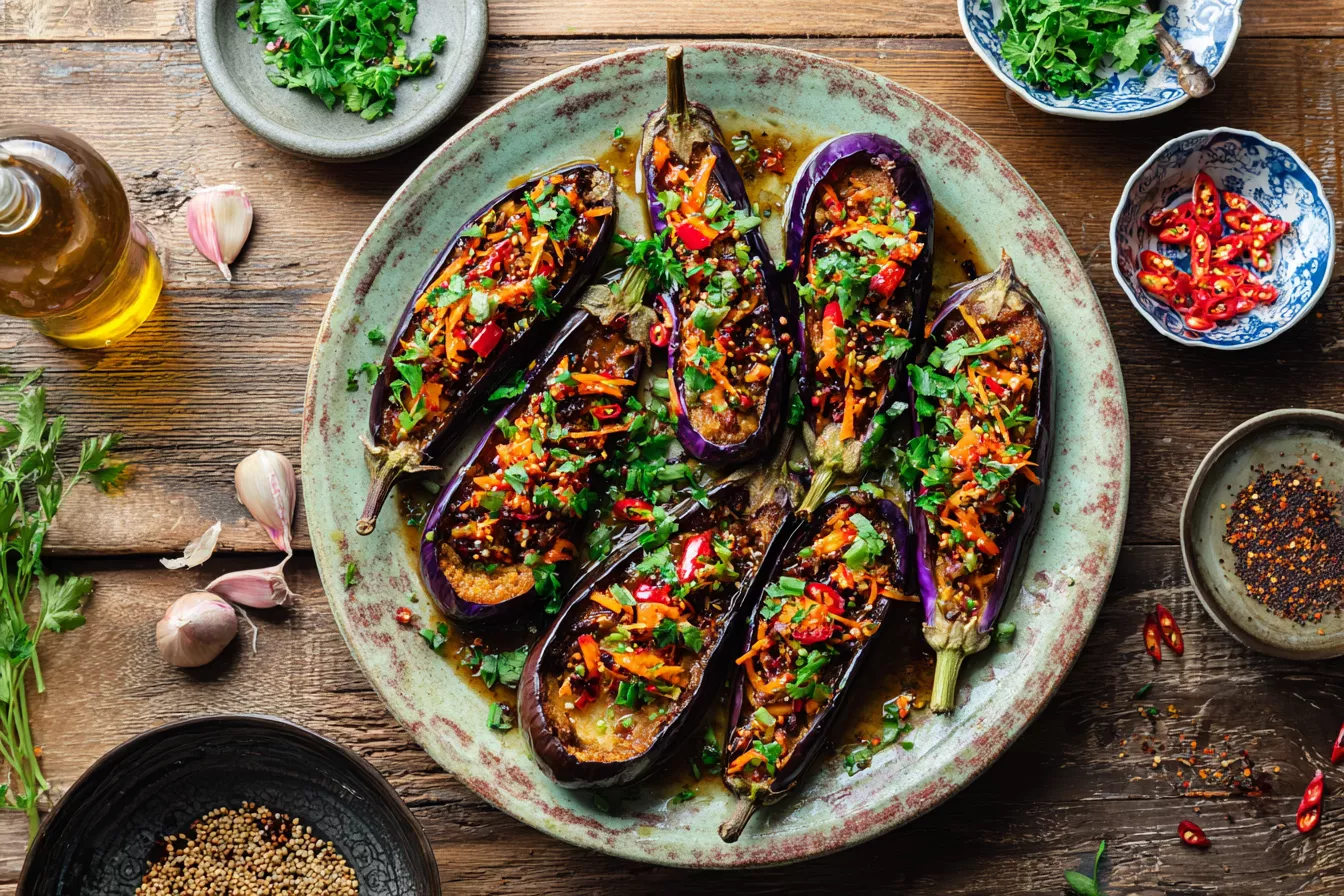 Фаршированные баклажаны по-корейски: пошаговый рецепт