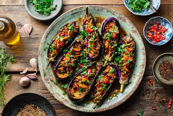 Фаршированные баклажаны по-корейски: пошаговый рецепт