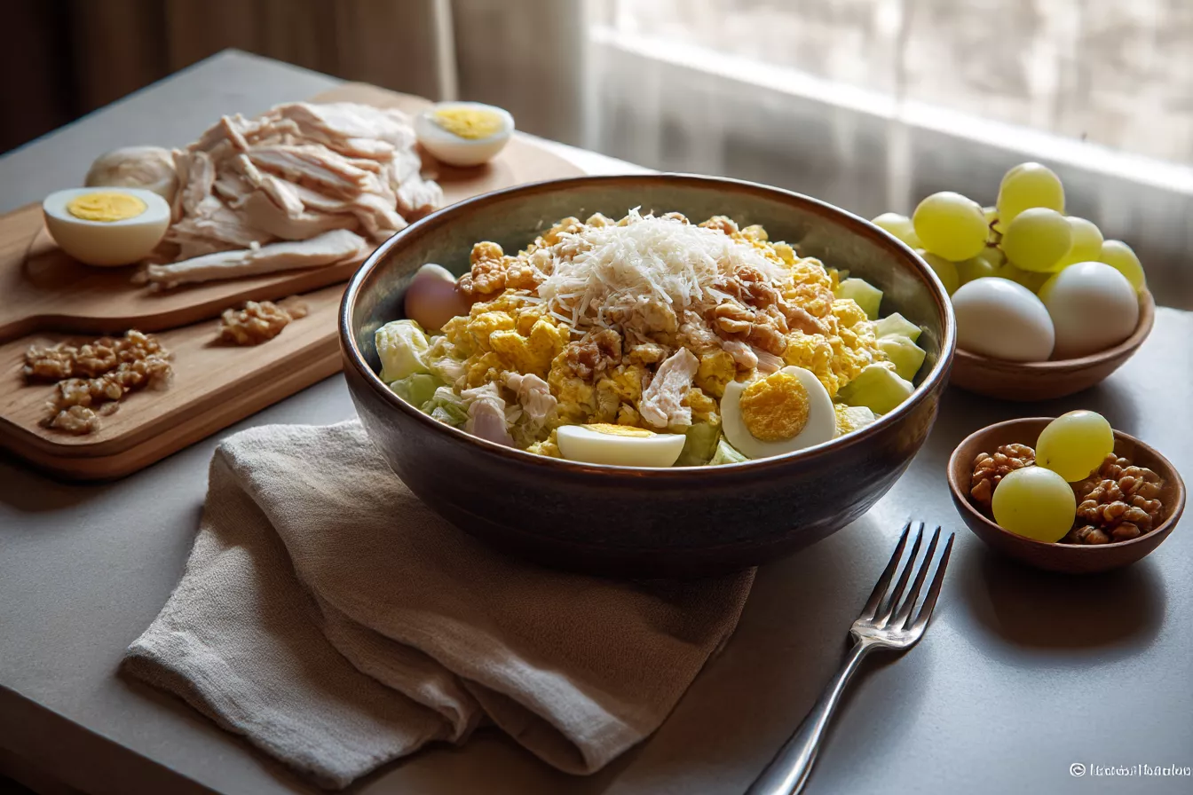 Ленивый салат «Тиффани» с курицей и виноградом за считаные минуты