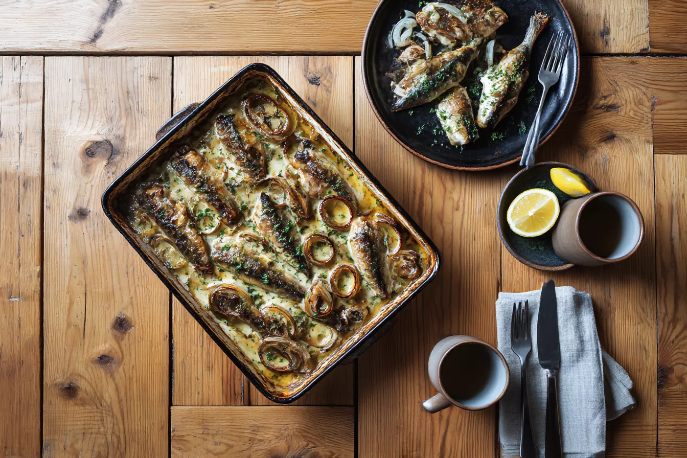 Сочная скумбрия в сметанном маринаде: ужин в одной форме без лишних хлопот