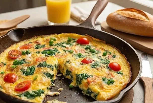 Тот самый омлет: пышный, как облако, сочный, с золотистой корочкой и пузырьками внутри