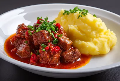 Нежный гуляш с пюре, как в столовой: проверенный рецепт