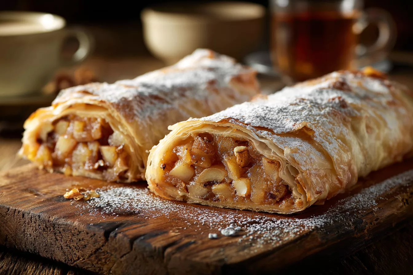 Хрустящий яблочно-айвовый штрудель – тончайшее вытяжное тесто и невероятно ароматная начинка с лёгкой кислинкой