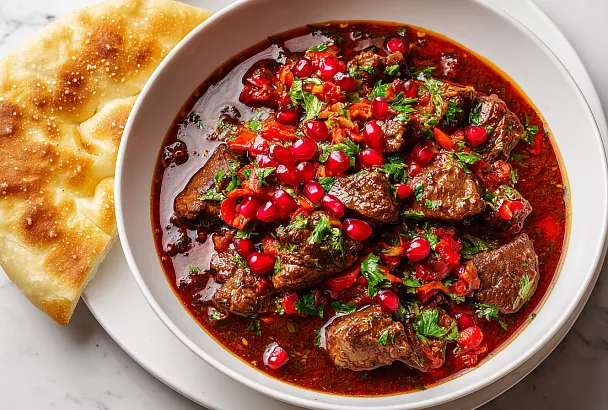 Чашушули от шефа – говядина тает, соус взрывает, лаваш тонет в нём за секунду