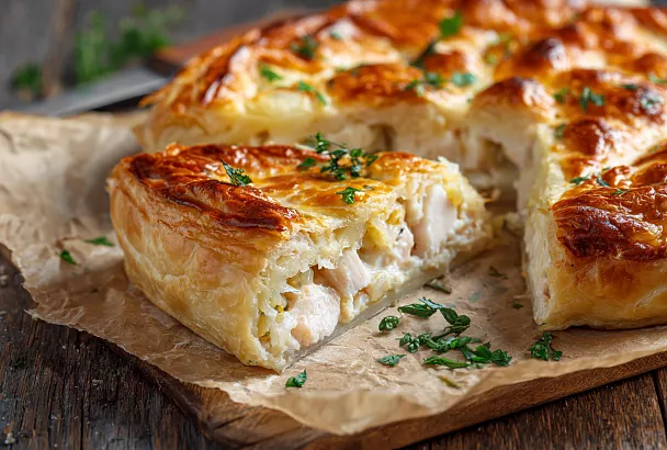 Пуховый рыбный пирог из белой рыбы: сочный, пышный и не черствеет на следующий день