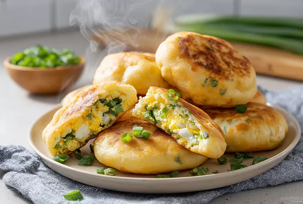 Ленивые пирожки с луком и яйцом на кефире – пышные, мягкие и не оседают даже на следующий день