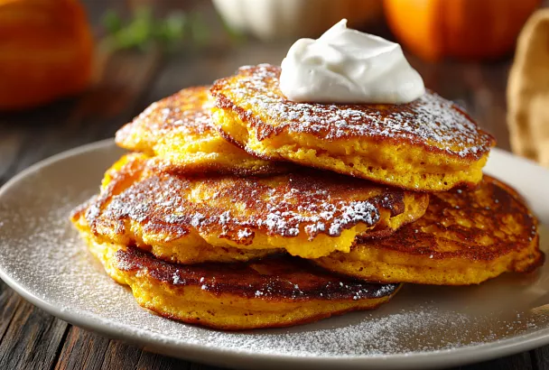 Воздушные тыквенные оладьи: нежные, как облачко, с румяной корочкой и сладкой мякотью – осенний завтрак, который тает во рту!