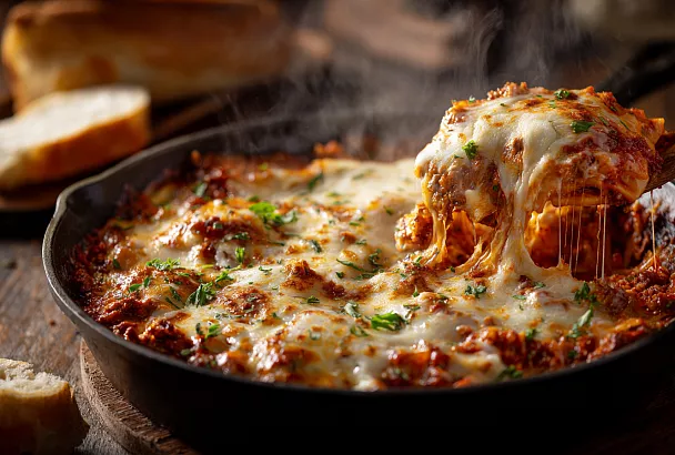 Ленивая лазанья на сковороде – сочная, тягуче-сырная и готовится за 45 минут без духовки