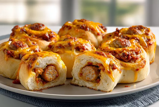 Сосиски в тесте как пицца: пышные, ароматные и очень вкусные к чаю или ужину