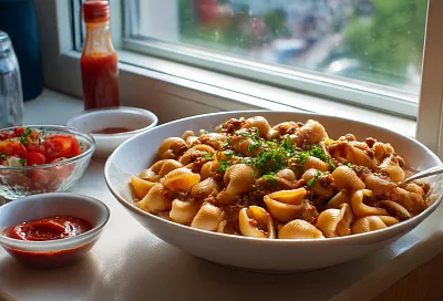 Макароны с мясом «на неделю»: тот самый пряный фарш, который хочется есть даже без гарнира