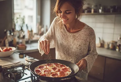 Сковородная пицца без яиц и молока: румяная основа за пару минут