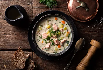 Финская уха из форели со сливками