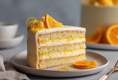 Торт «Золотой апельсин»: нежный бисквит и кремовый апельсиновый курд — тает во рту и пахнет праздником