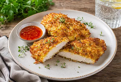 Панирую куриную грудку в тёртом картофеле: получается сочное мясо с хрустящей корочкой