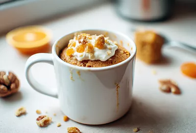 Кидаю морковь в блендер, заливаю в чашку — и через 2 минуты в микроволновке готов пряный кекс без сахара!