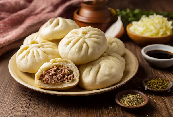 Замешиваю простое дрожжевое тесто — и через час на пару стоят пышные пигоди с говядиной и капустой