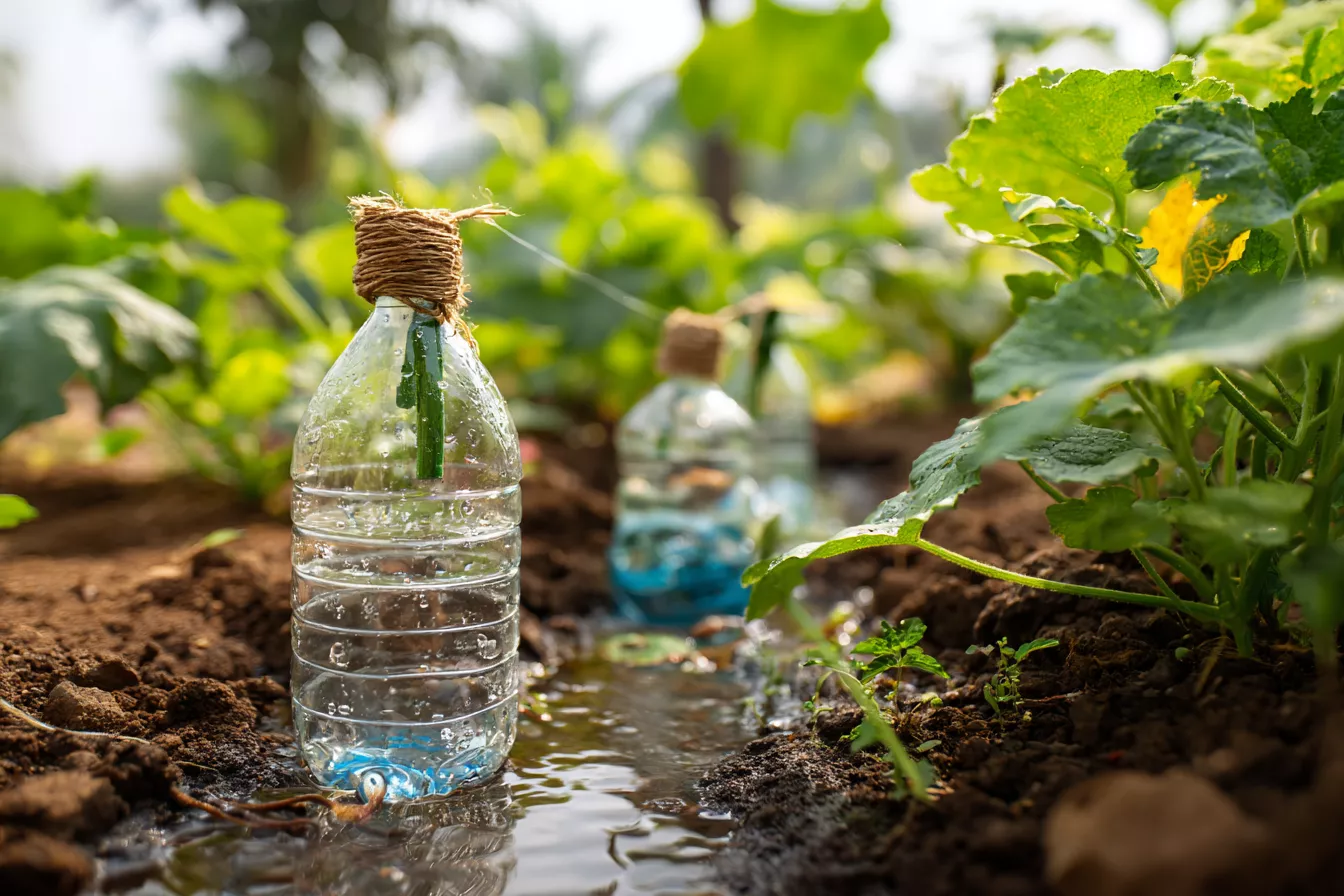 Простая система капельного полива из пластиковых бутылок