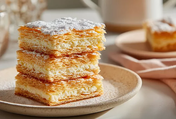 Невероятное печенье-наполеон на кефире: хрустящее, слоёное, тает во рту