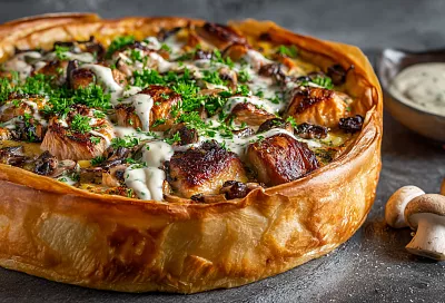 Пирог «жюльен» на картофельной основе