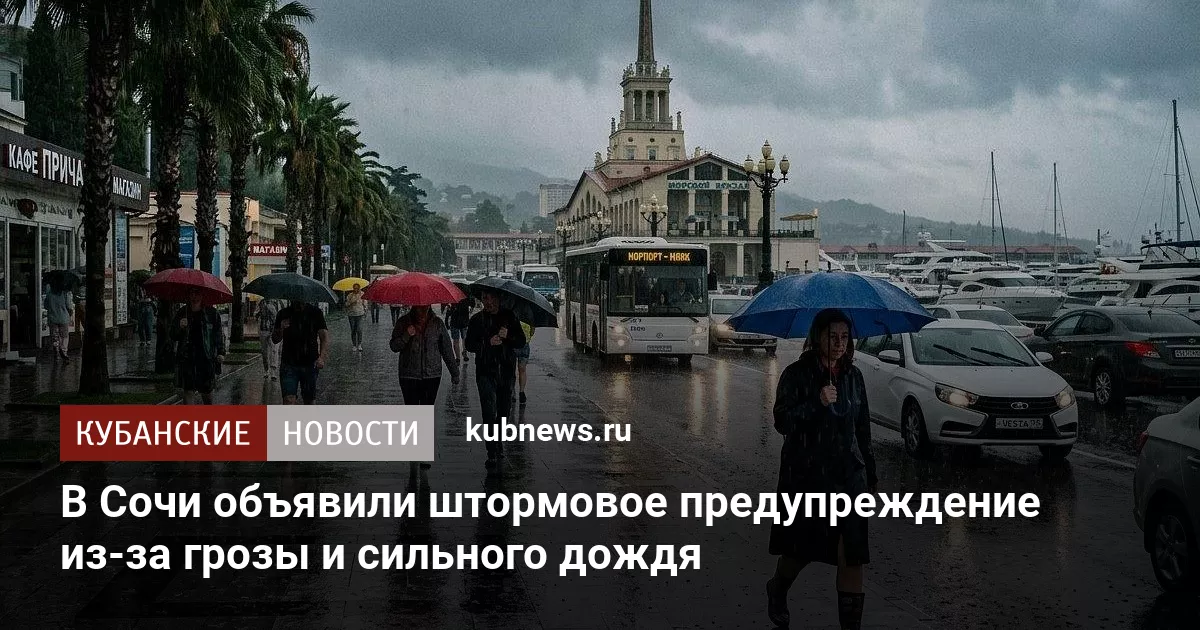 В Сочи объявили штормовое предупреждение из-за грозы и сильного дождя