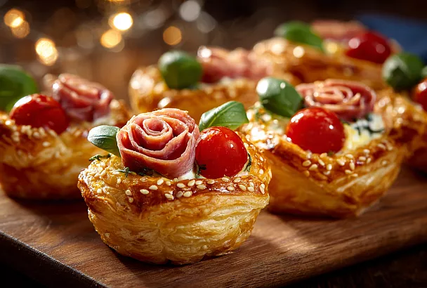 Корзинки из слоёного теста: за 20 минут на столе нарядная закуска для Нового года