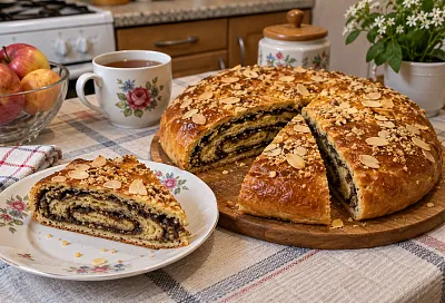 Сочинский пирог с грецкими орехами: четыре слоя теста и воздушная начинка