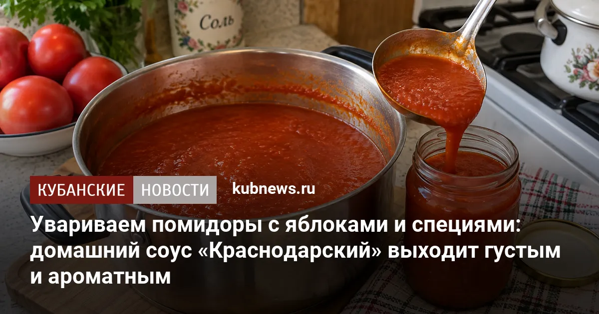 Увариваем помидоры с яблоками и специями: домашний соус «Краснодарский» выходит густым и ароматным