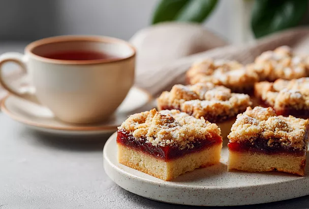 Пирог с вареньем и миндалём: нежный, рассыпчатый и очень вкусный к чаю