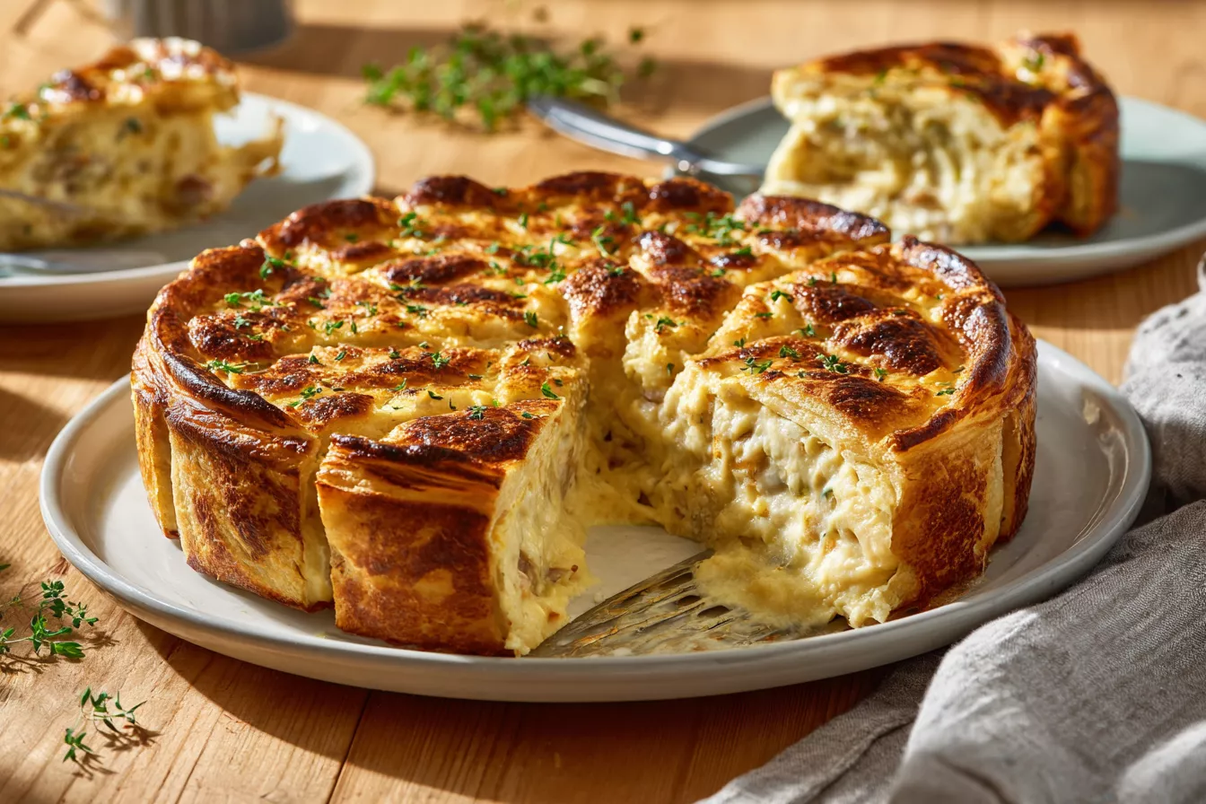 Пирог с рыбной начинкой в заливке: сочный, нежный и готов за 30 минут