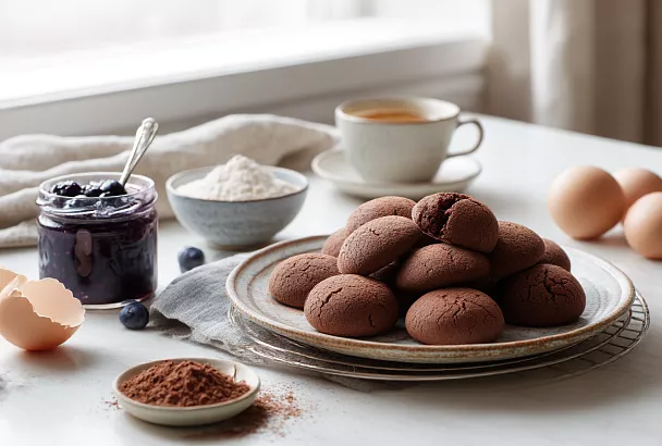 Шоколадное печенье из варенья без сахара: быстрый рецепт к чаю