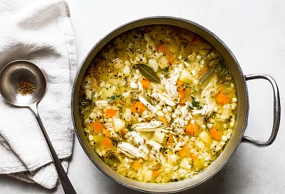 Польский крупник с курицей и ячневой крупой