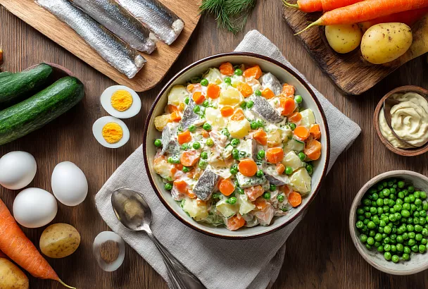 Заменяю колбасу на селёдку — и оливье вдруг становится ярче и ароматнее