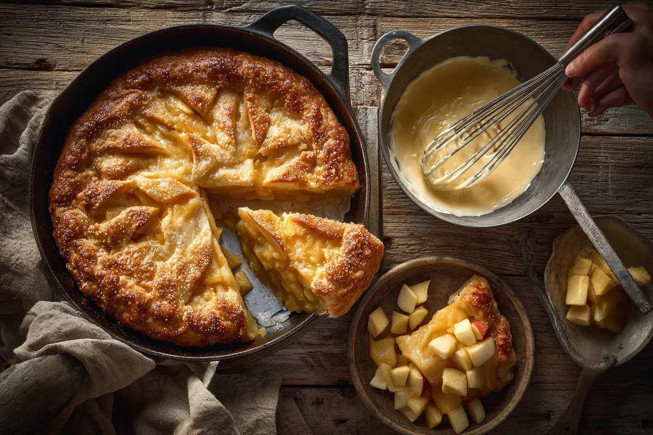 Яблочный пирог на сковороде за 30 минут без духовки — с сметаной и ванилью: сочный, ароматный, тает во рту, даже ребенок приготовит