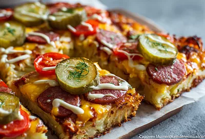 Картофельная пицца — вкуснее итальянской в 100 раз: сочная, хрустящая и собирается из того, что осталось в холодильнике